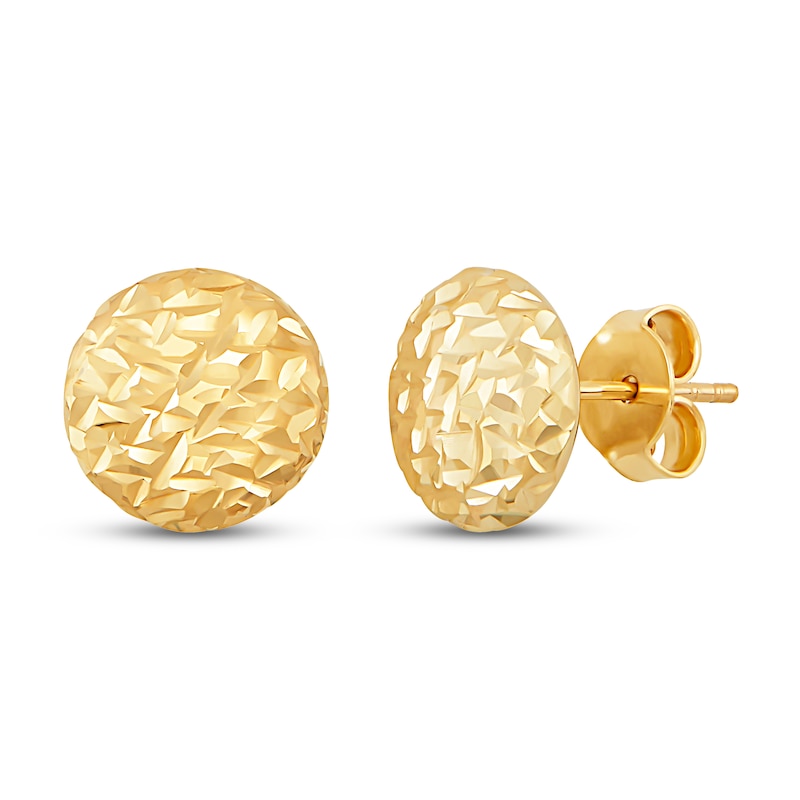 Italia D'Oro Flat Bead Stud Earrings 14K Yellow Gold
