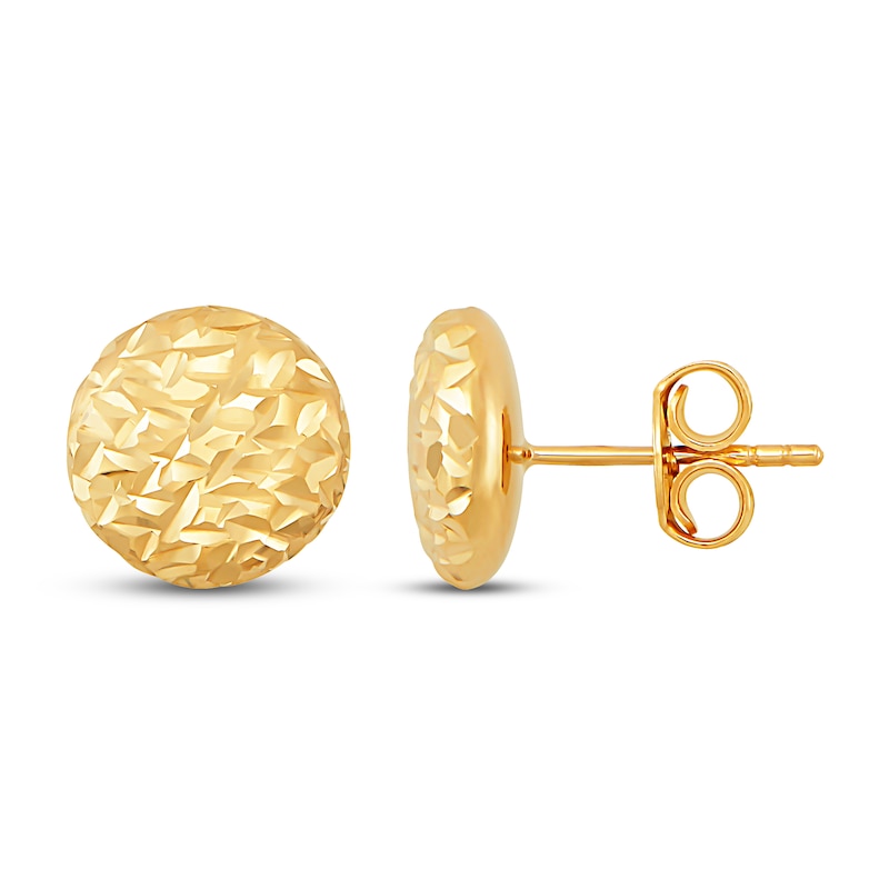 Main Image 2 of Italia D'Oro Flat Bead Stud Earrings 14K Yellow Gold