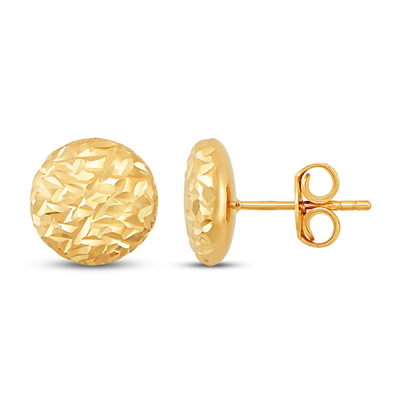 italia D'oro Flat Bead Stud Earrings 14K Yellow Gold