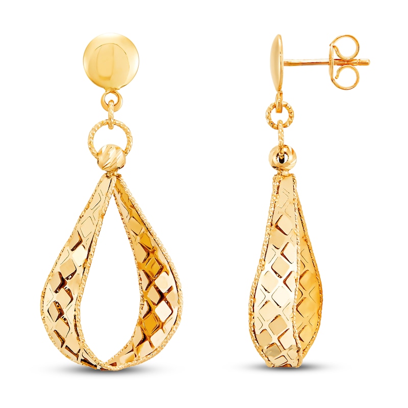 Italia D'Oro Pear-shaped Triangle Drop Earrings 14K Yellow Gold