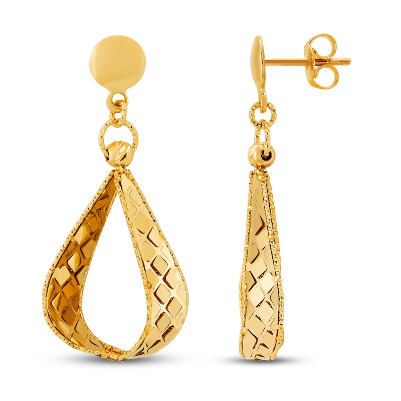 Italia D'Oro Pear-shaped Triangle Drop Earrings 14K Yellow Gold