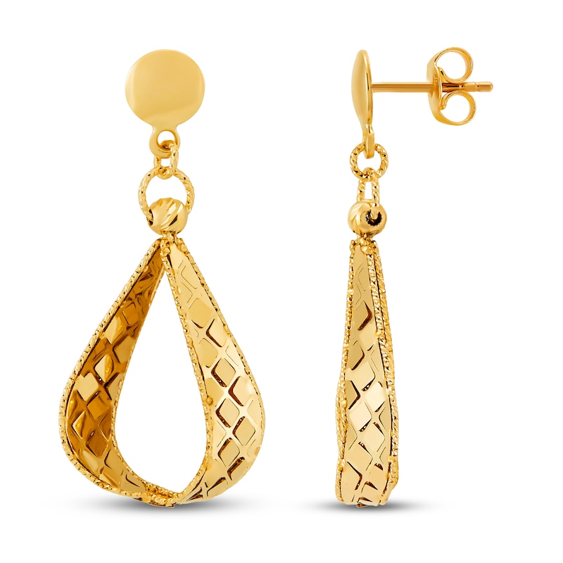 Main Image 2 of Italia D'Oro Pear-shaped Triangle Drop Earrings 14K Yellow Gold