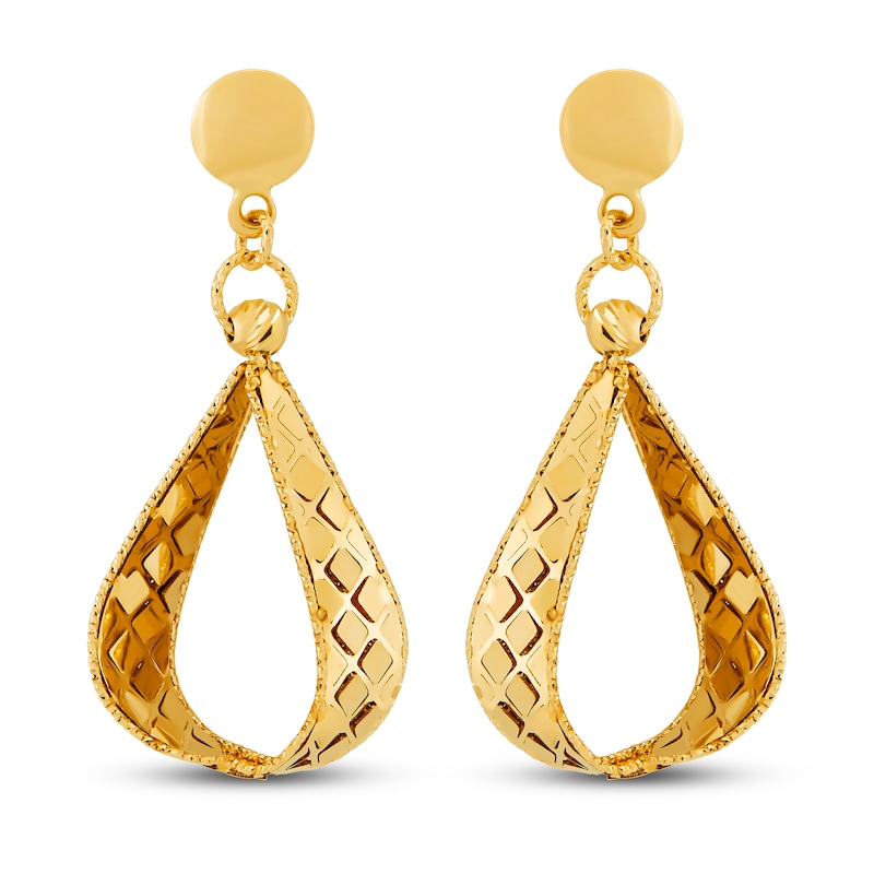 Italia D'Oro Pear-shaped Triangle Drop Earrings 14K Yellow Gold