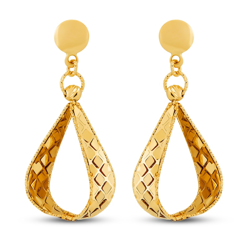 Main Image 3 of Italia D'Oro Pear-shaped Triangle Drop Earrings 14K Yellow Gold