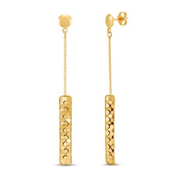 Italia D'Oro Rectangle Bar Drop Earrings 14K Yellow Gold