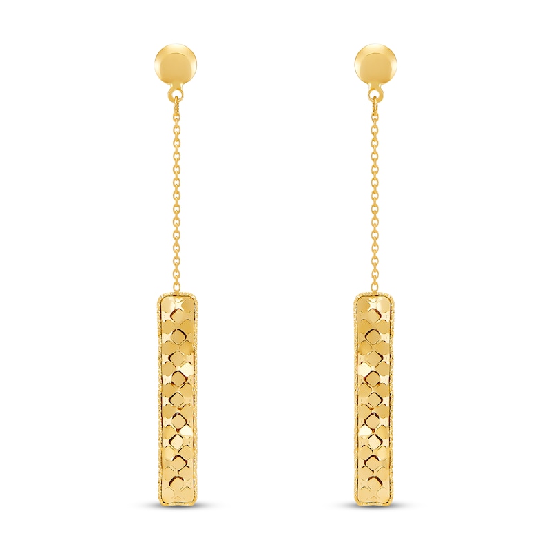 Italia D'Oro Rectangle Bar Drop Earrings 14K Yellow Gold