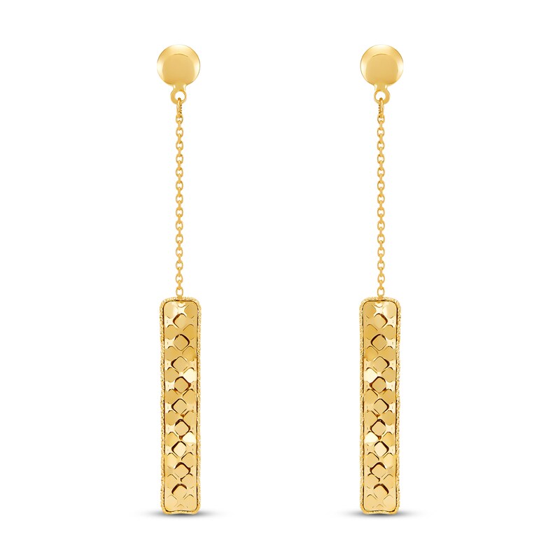 Main Image 3 of Italia D'Oro Rectangle Bar Drop Earrings 14K Yellow Gold