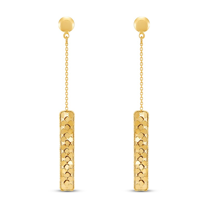 Italia D'Oro Rectangle Bar Drop Earrings 14K Yellow Gold