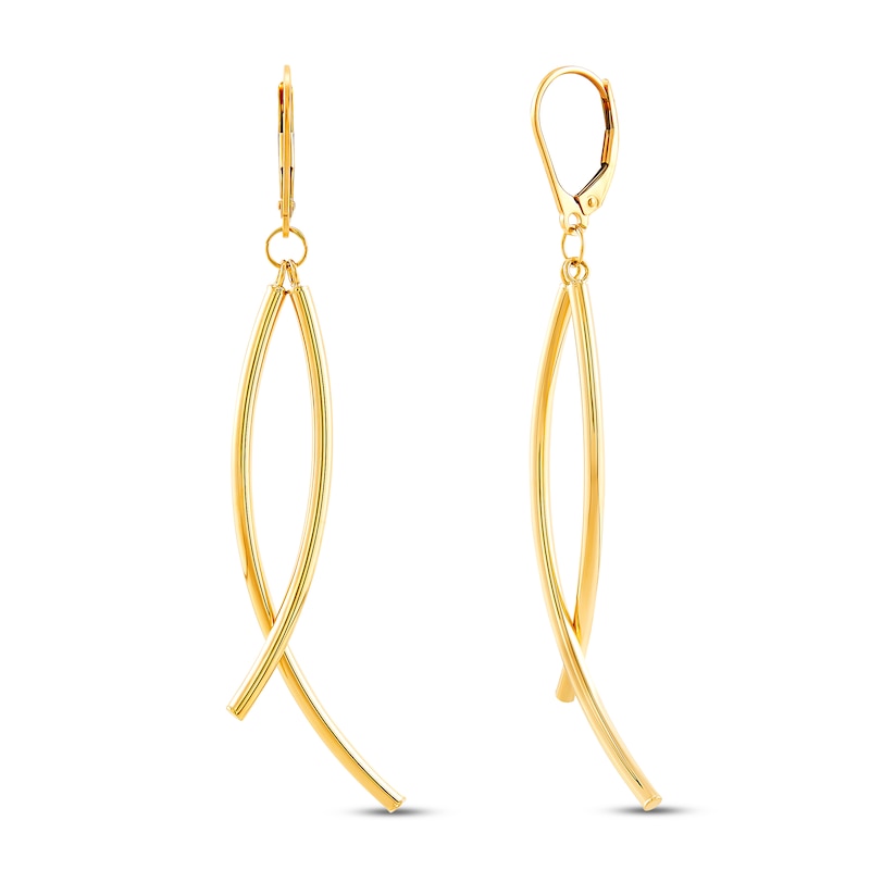 Main Image 1 of Italia D'Oro Curved Dangle Earrings 14K Yellow Gold