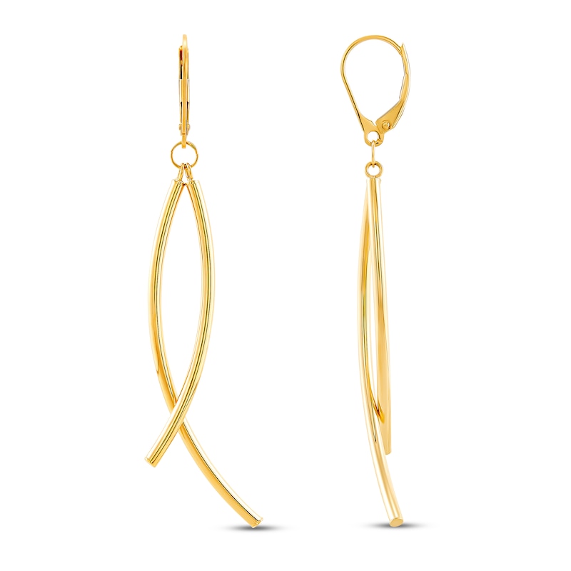 Italia D'Oro Curved Dangle Earrings 14K Yellow Gold