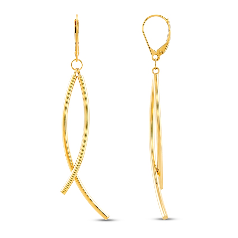 Main Image 2 of Italia D'Oro Curved Dangle Earrings 14K Yellow Gold