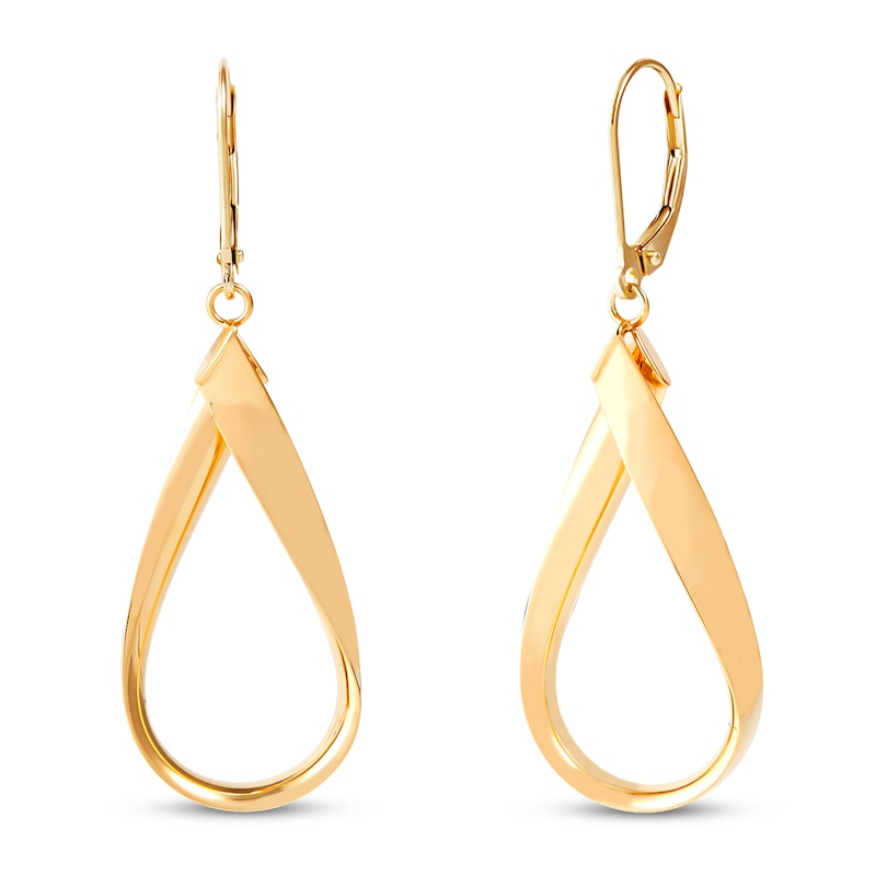 Main Image 1 of Italia D'Oro Oval Drop Euro Wire Earrings 14K Yellow Gold