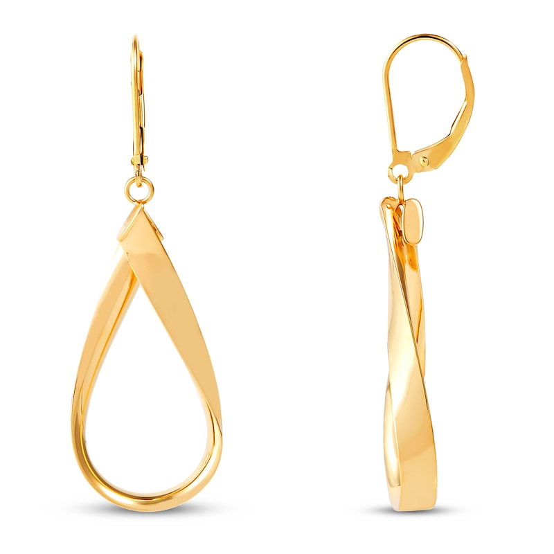 Main Image 2 of Italia D'Oro Oval Drop Euro Wire Earrings 14K Yellow Gold