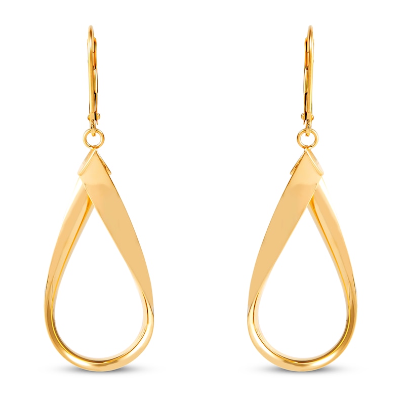 Main Image 3 of Italia D'Oro Oval Drop Euro Wire Earrings 14K Yellow Gold