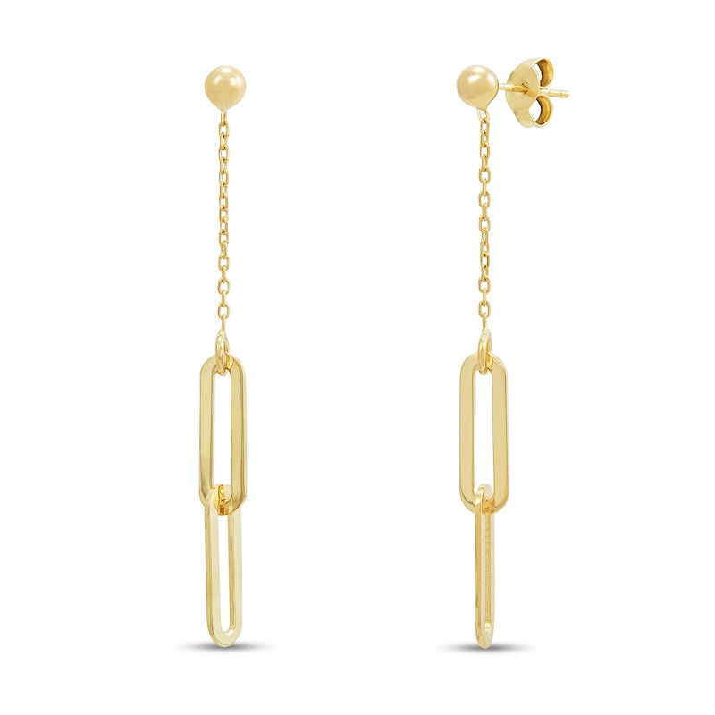 Main Image 1 of Italia D'Oro Oval Link Drop Earrings 14K Yellow Gold