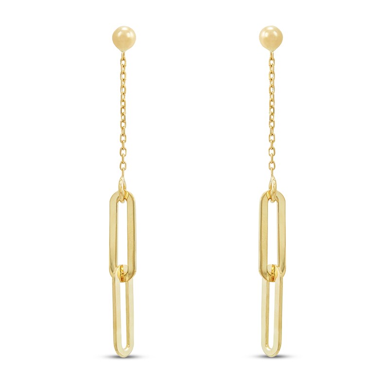 Italia D'Oro Oval Link Drop Earrings 14K Yellow Gold