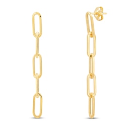 Italia D'Oro Paper Clip Chain Earrings 14K Yellow Gold