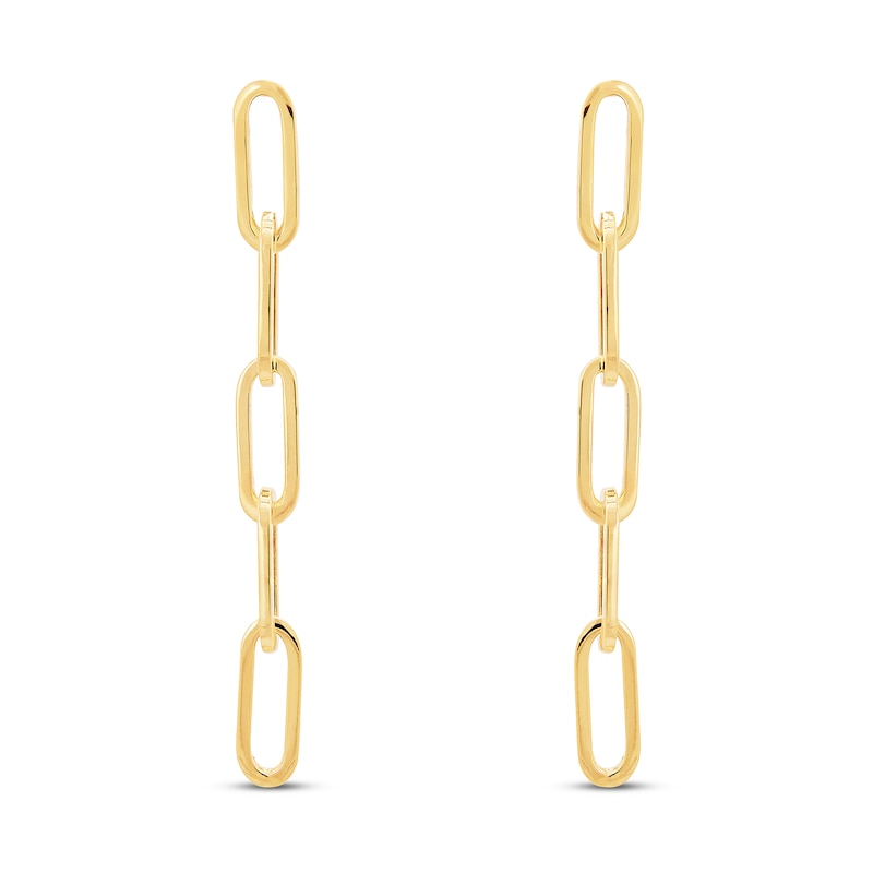 Main Image 3 of Italia D'Oro Paper Clip Chain Earrings 14K Yellow Gold
