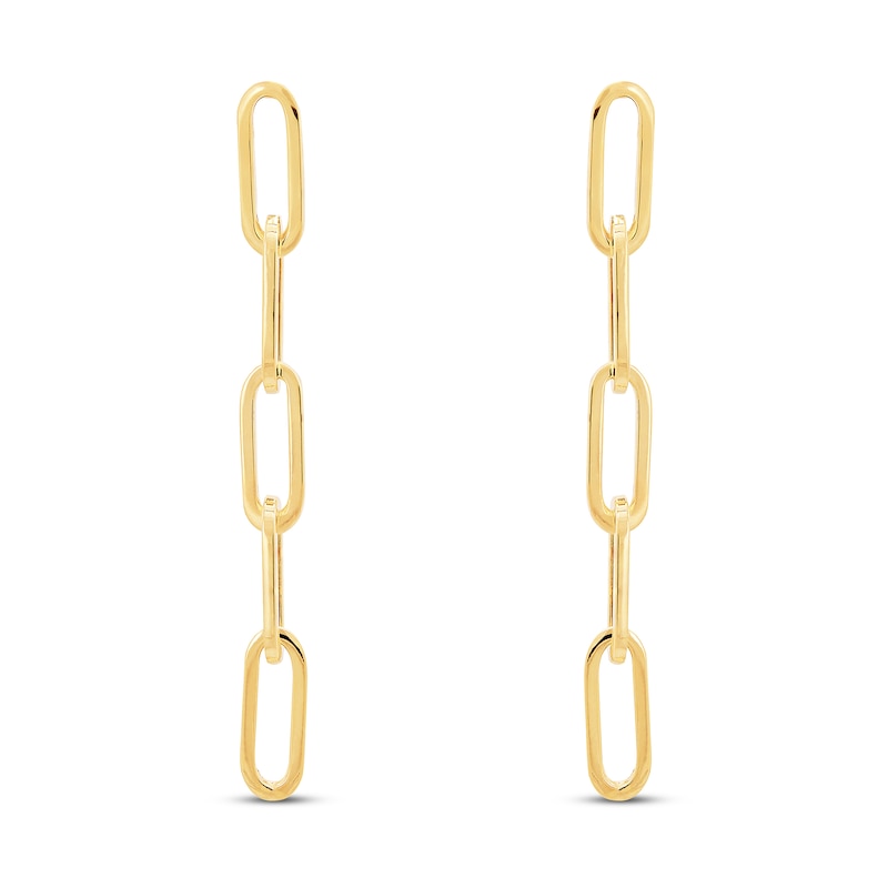 Italia D'Oro Paper Clip Chain Earrings 14K Yellow Gold