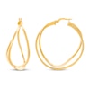Thumbnail Image 1 of Italia D'Oro Curved Crossover Hoop Earrings 14K Yellow Gold