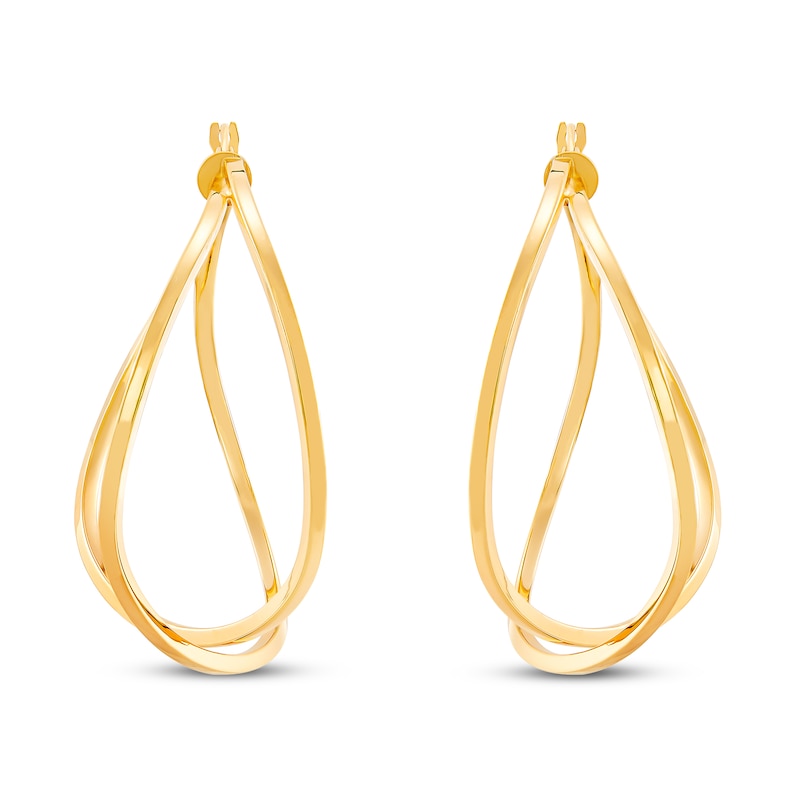 Italia D'Oro Curved Crossover Hoop Earrings 14K Yellow Gold