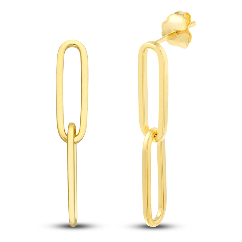 Main Image 1 of Paper Clip Chain Earrings 14K Yellow Gold