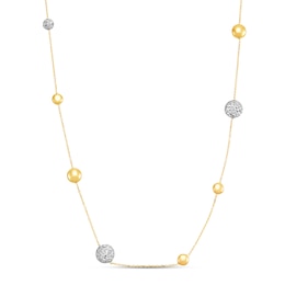 Italia D'Oro Flat Bead Necklace 14K Two-Tone Gold 24&quot;