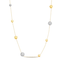 Italia D'Oro Flat Bead Necklace 14K Two-Tone Gold 24"
