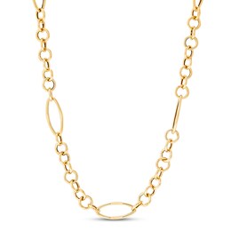 Italia D'Oro Round & Oval Link Necklace 14K Yellow Gold 24&quot;