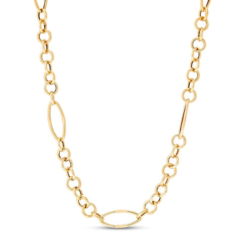 Italia D'Oro Round & Oval Link Necklace 14K Yellow Gold 24"