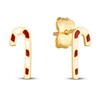 Thumbnail Image 1 of Candy Cane Stud Earrings Red/White Enamel 14K Yellow Gold