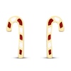Thumbnail Image 2 of Candy Cane Stud Earrings Red/White Enamel 14K Yellow Gold