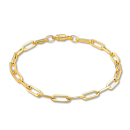 Italia D'Oro Paper Clip Chain Bracelet 14K Yellow Gold 7.5&quot;