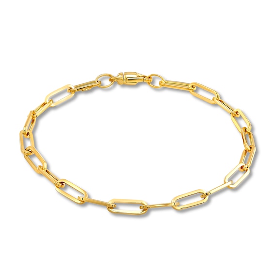 Italia D'Oro Paper Clip Chain Bracelet 14K Yellow Gold 7.5