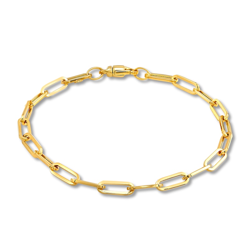 Italia D'Oro Paper Clip Chain Bracelet 14K Yellow Gold 7.5"