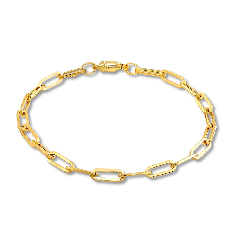 Main Image 1 of Italia D'Oro Hollow Paper Clip Chain Bracelet 14K Yellow Gold 7.5"
