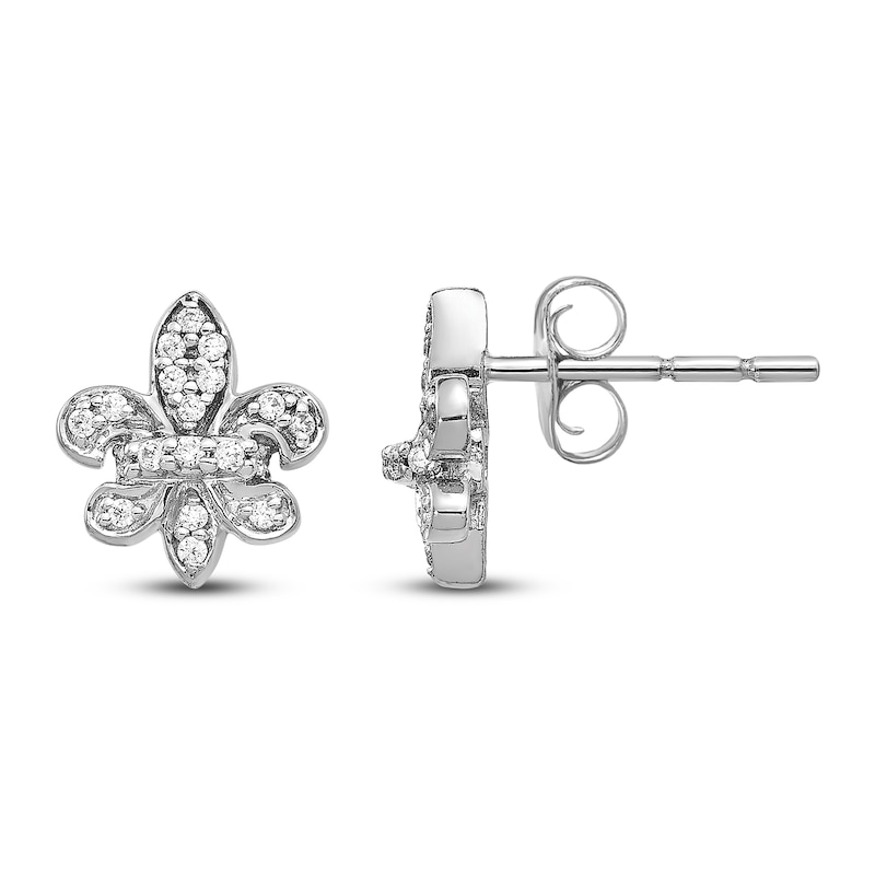 Main Image 2 of Fleur De Lys Earrings 1/20 ct tw Diamonds 14K White Gold