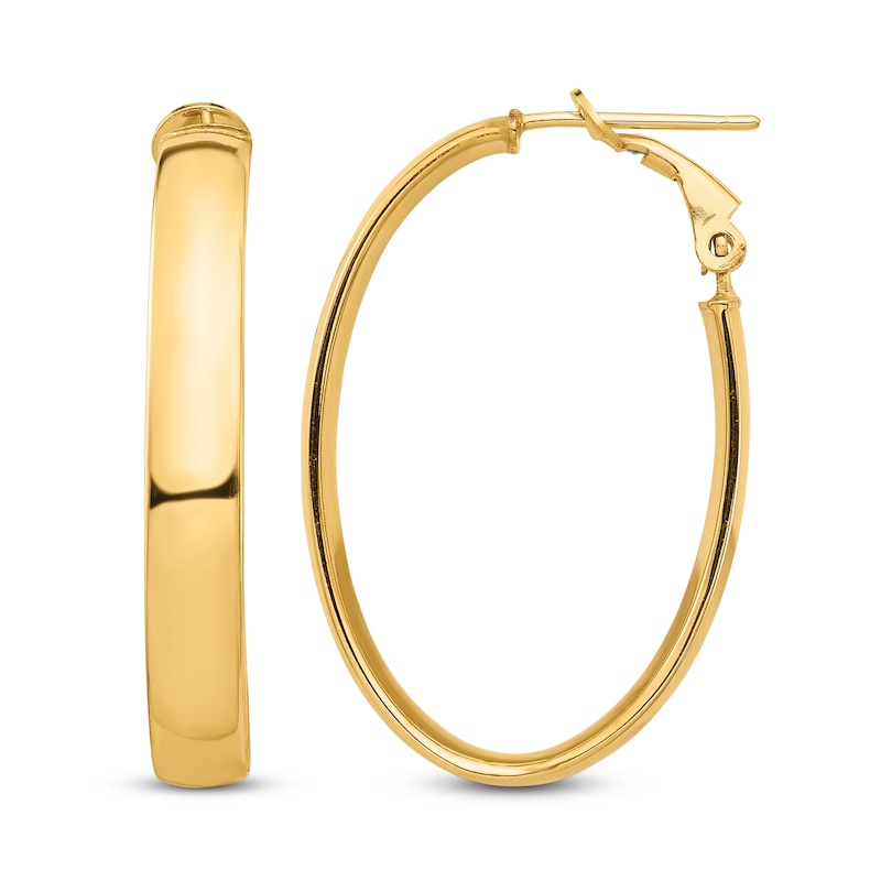 Main Image 1 of Oval Hoop Earrings 14K Yellow Gold 34mm
