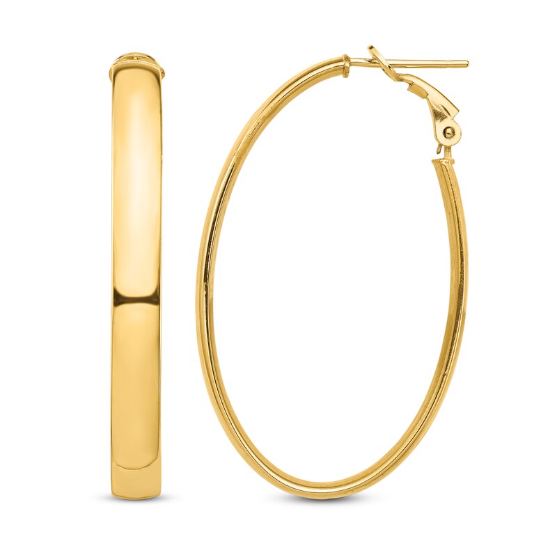 Main Image 1 of Oval Hoop Earrings 14K Yellow Gold