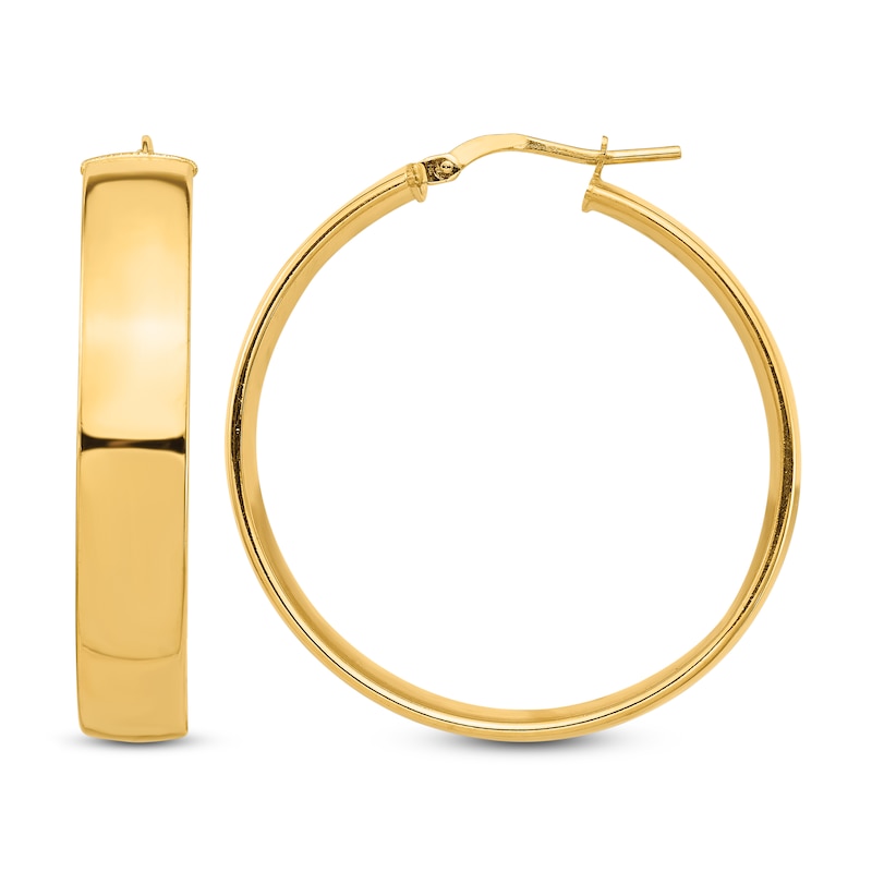 Main Image 1 of Wide Hoop Earrings 14K Yellow Gold 35mm