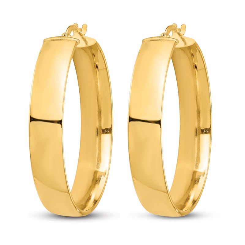 Wide Hoop Earrings 14K Yellow Gold