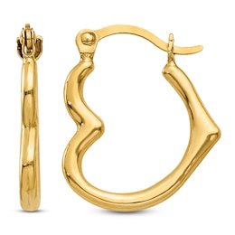 Heart-Shaped Hoop Earrings 14K Yellow Gold 16mm