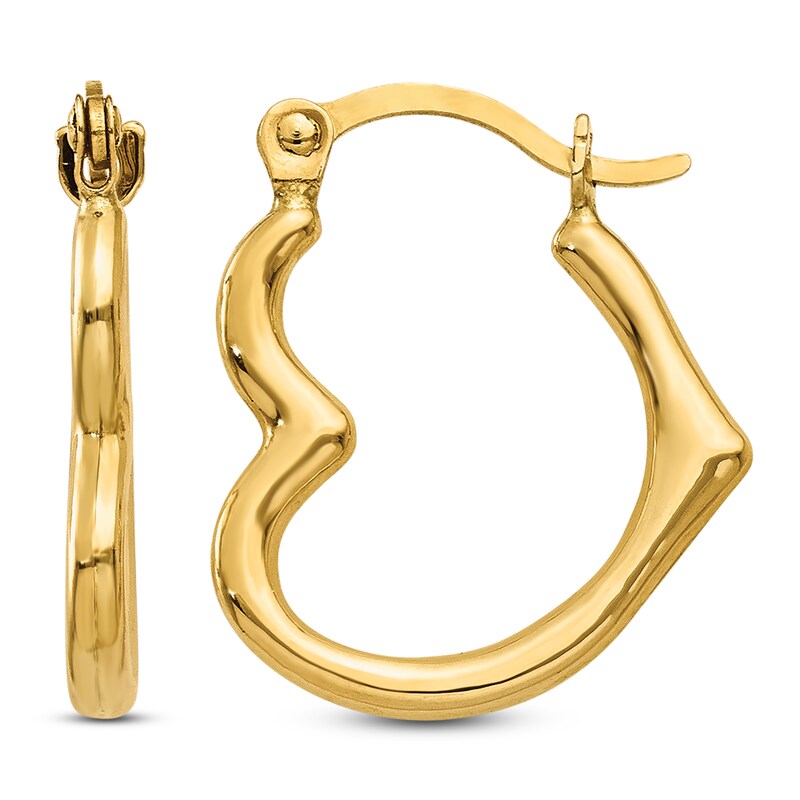 Main Image 1 of Heart-Shaped Hoop Earrings 14K Yellow Gold 16mm