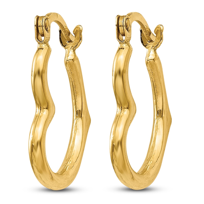 Main Image 2 of Heart-Shaped Hoop Earrings 14K Yellow Gold 16mm