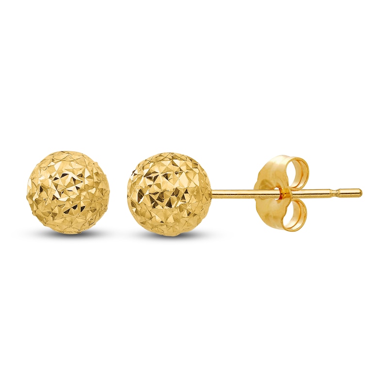 Main Image 1 of Diamond-Cut Ball Earrings 14K Yellow Gold