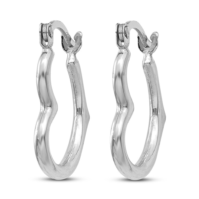 Main Image 2 of Heart Hoop Earrings 14K White Gold 15mm