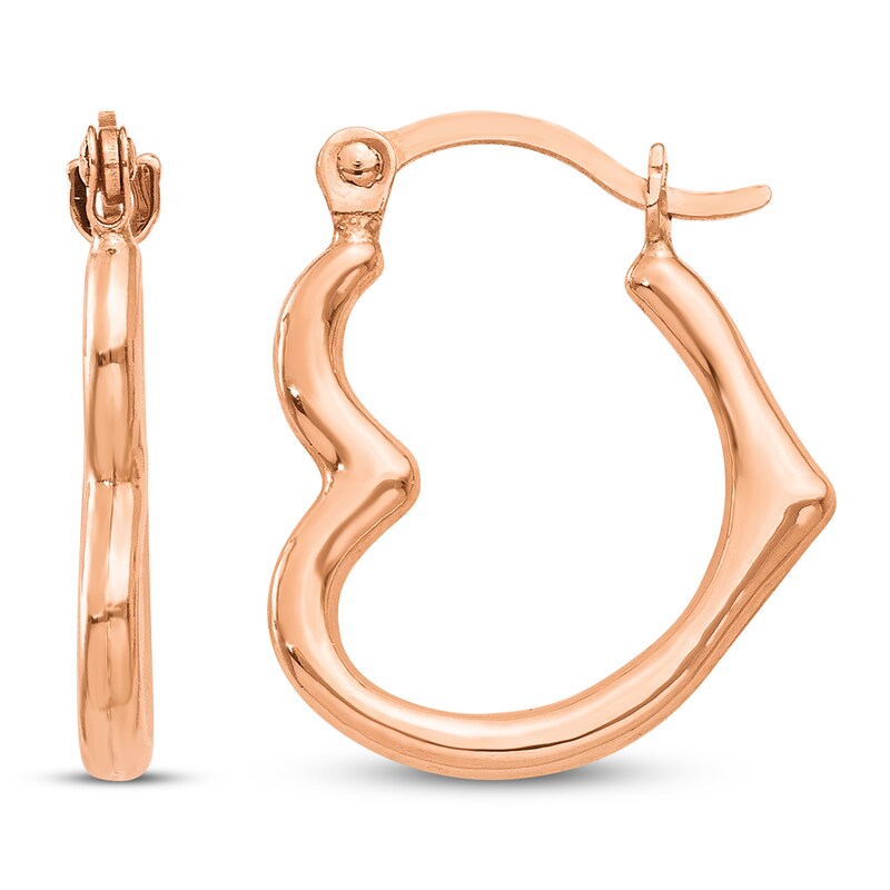 Main Image 1 of Heart Hoop Earrings 14K Rose Gold 15mm