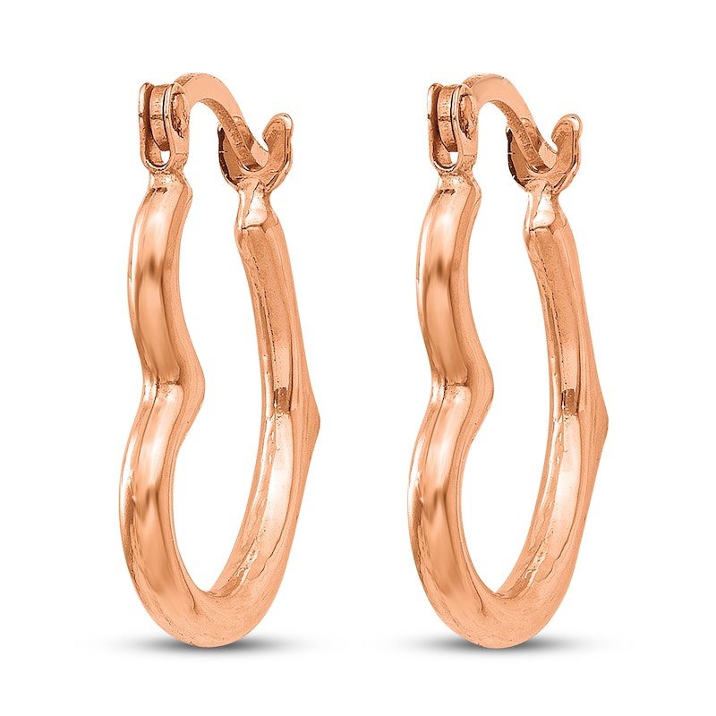Main Image 2 of Heart Hoop Earrings 14K Rose Gold 15mm
