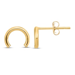 U Shape Tube Stud Earrings 14K Yellow Gold