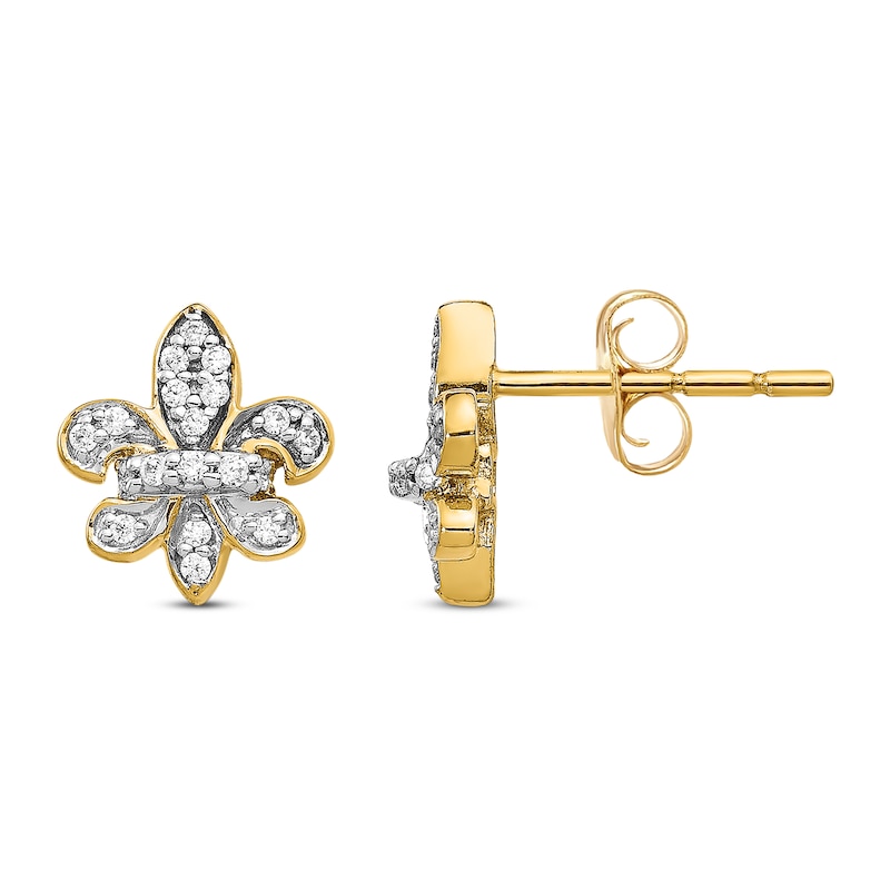 Main Image 1 of Fleur De Lys Stud Earrings 14K Yellow Gold